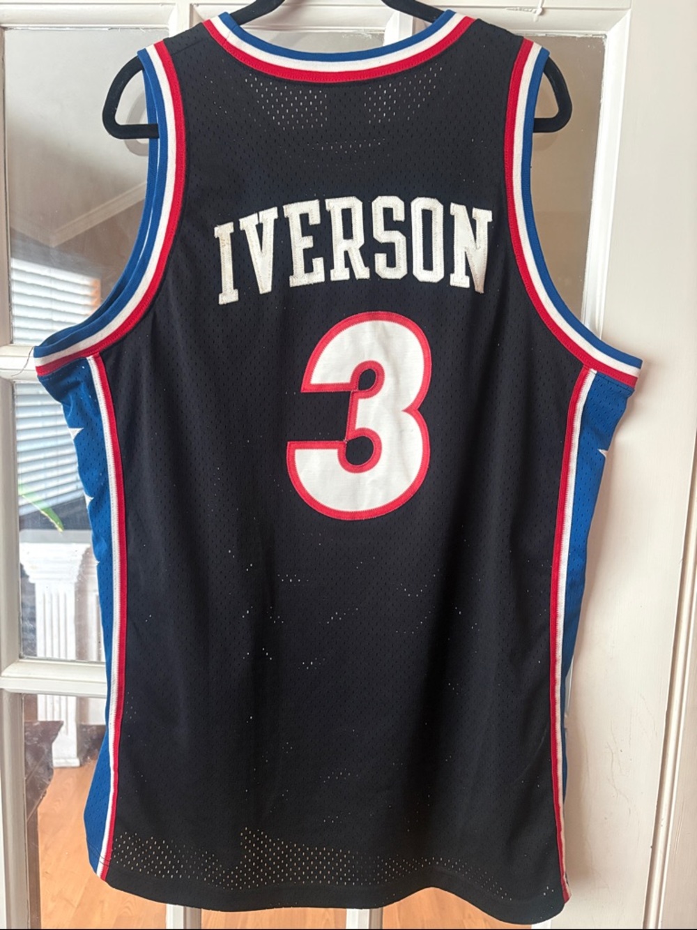 Nike Black, Blue & White Allen Iverson Sixers #3 Basketball Jersey - Picture 6 of 9